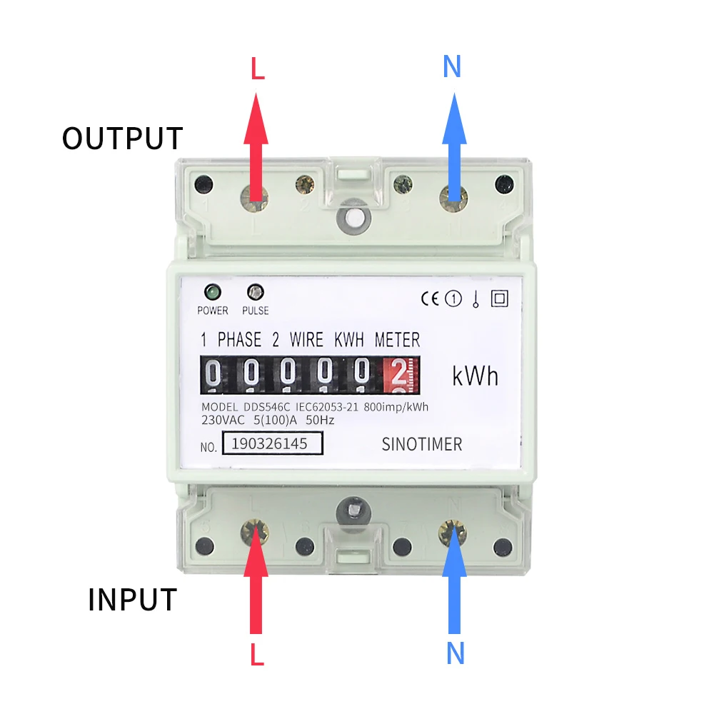 전기 단상 2선 AC 220V 100A 에너지 미터 kWh 카운터 소비 아날로그 전기 전력계 가정용 Din 레일