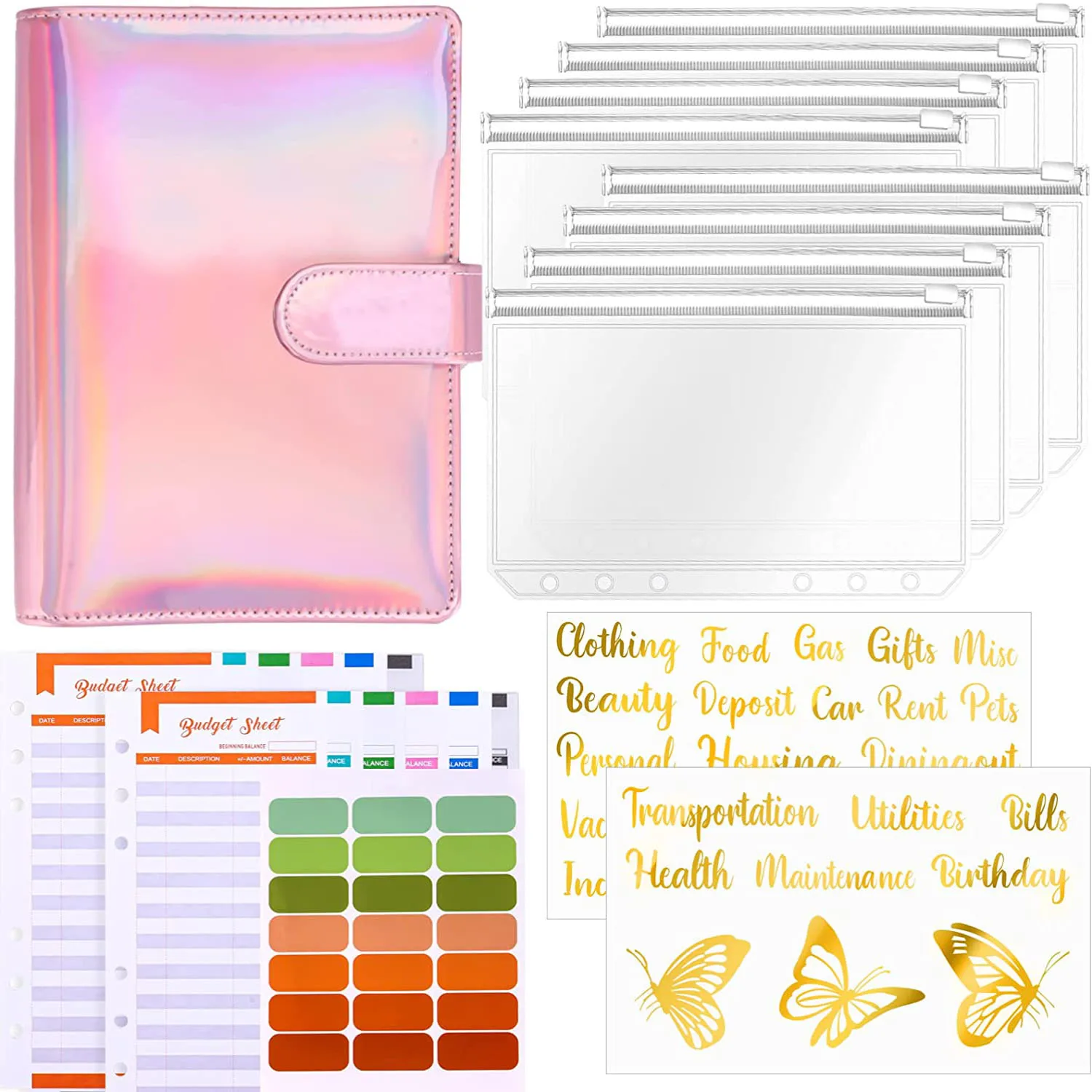 A6 Binder Budget Cash Envelopes Planner Organizer With Binder Pockets Expense Budget Sheets Sticker Labels For Money Saving