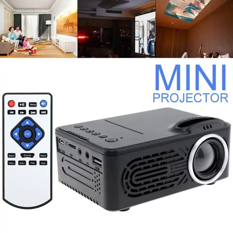 

Mini HD Portable LED Homehold Projector Support 80 Inch Large Screen Projection with Remote Control for Home