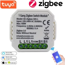 Módulo de interruptor inteligente Tuya Life ZigBee para el hogar, herramienta de interruptor de luz inalámbrico, No/con neutro, Compatible con Alexa