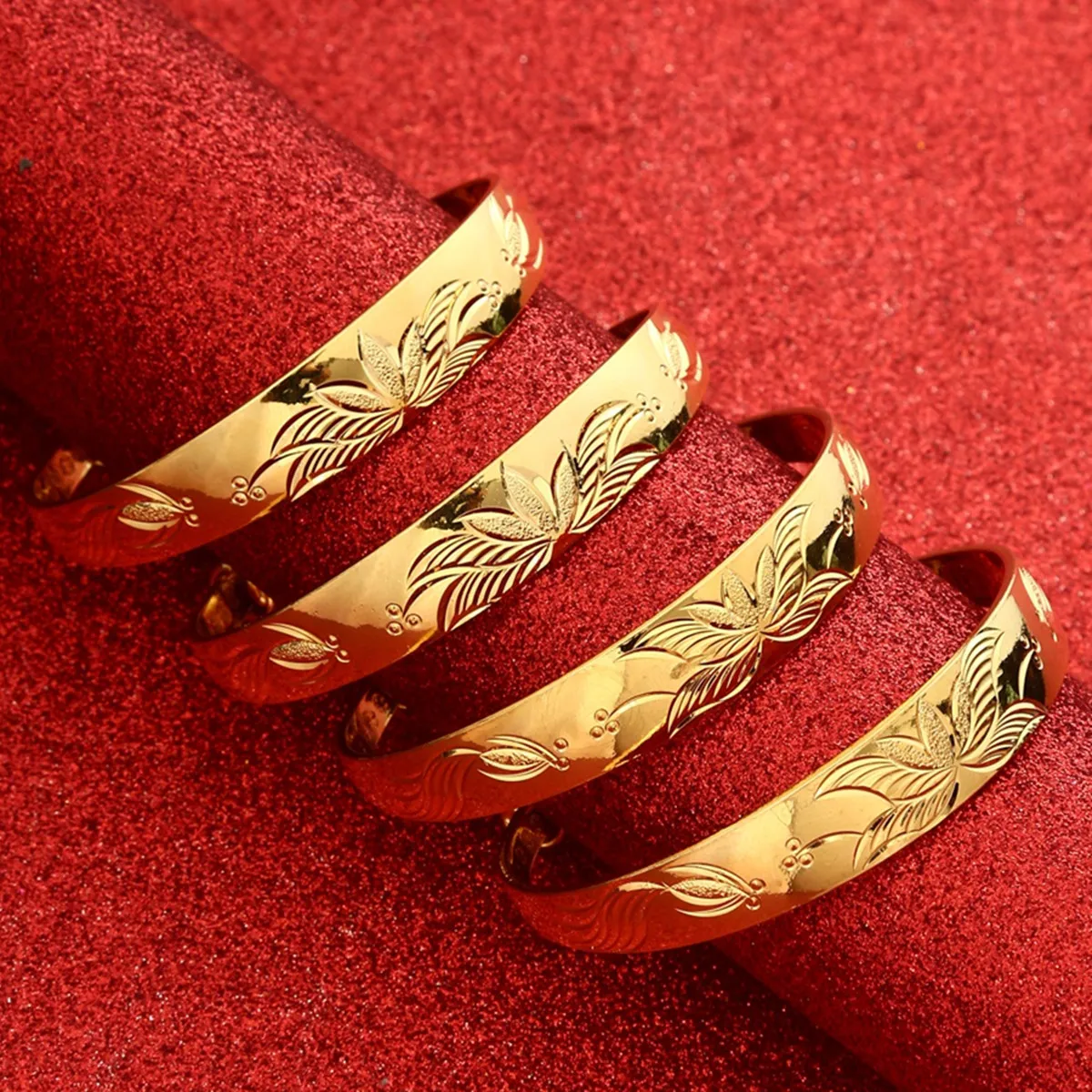 

4 шт. Дубай индийский цветок Золотая рыбка браслеты для женщин Африканские свадебные браслеты золотые свадебные браслеты Ювелирные изделия Подарки