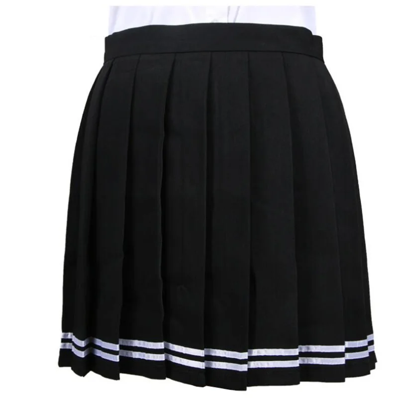 Black white stripes Женские юбки, женские, кавайные, плиссированные, Cos Macarons, сплошной цвет, высокая талия, юбка, женская, Корейская, Harajuku, одежда для женщин, повседневная - Цвет: Black white stripes