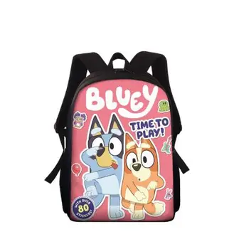 

13-inch Kids Backpack Bluey Pattern Children's Book Bags 3D Anime Design Kawaii Boys Girls Small School Bags