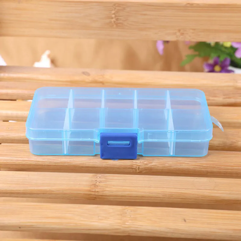 

10 Grids Adjustable Transparent Plastic Storage Box for Small Component Jewelry Tool Box Bead Pills Organizer Nail Art Tip Case