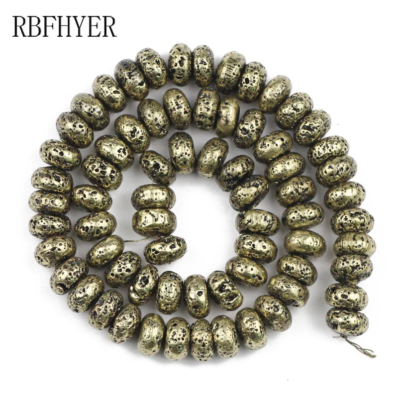 

Бусины Из Натуральной лавы, античная бронза, плоские круглые каменные бусины, гематит, 15 дюймов, браслет «сделай сам» для изготовления ювелирных изделий, аксессуары 6/8/10 мм