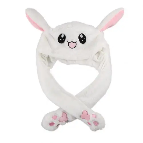 Горячая Распродажа, модная Милая зимняя шапка-ушанка с кроликом из мультфильма для девочек, фланелевая надувная подушка, игрушка с ушками - Цвет: white