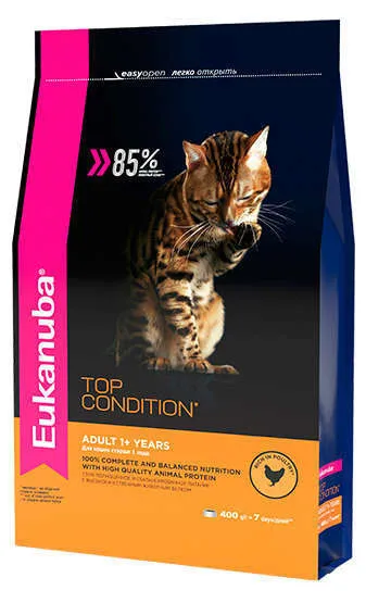 Корм для взрослых кошек Eukanuba, с домашней птицей, 400г