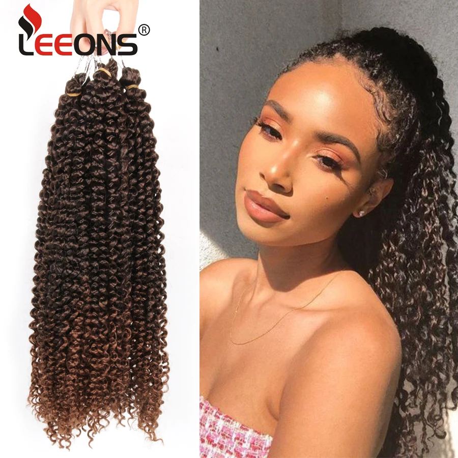 

Leeons Passion Twist Crochet Hair Extension 18"Ombre Blonde Long Bohemian Synthetic Hair London Fluffy Twist Hair Bulk 30Stands