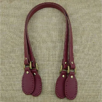 

1 Pair Leather Concise Round Belt Handle with D Buckle Drops for City Chic bag Basket Bucket Classic Mini Women Handbag Bag