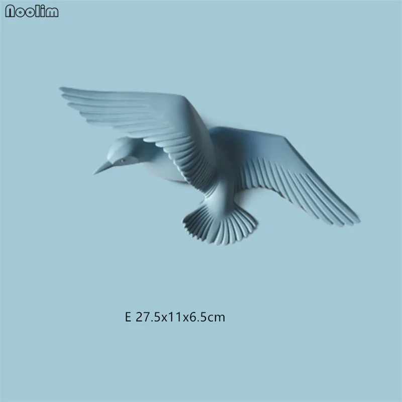 Европейский Креативный резиновый Настенный 3D орнамент в виде чайки, птицы, Настенная Наклейка для гостиной, телевизора, фоновое украшение, подвеска в виде животного - Цвет: Light blue E