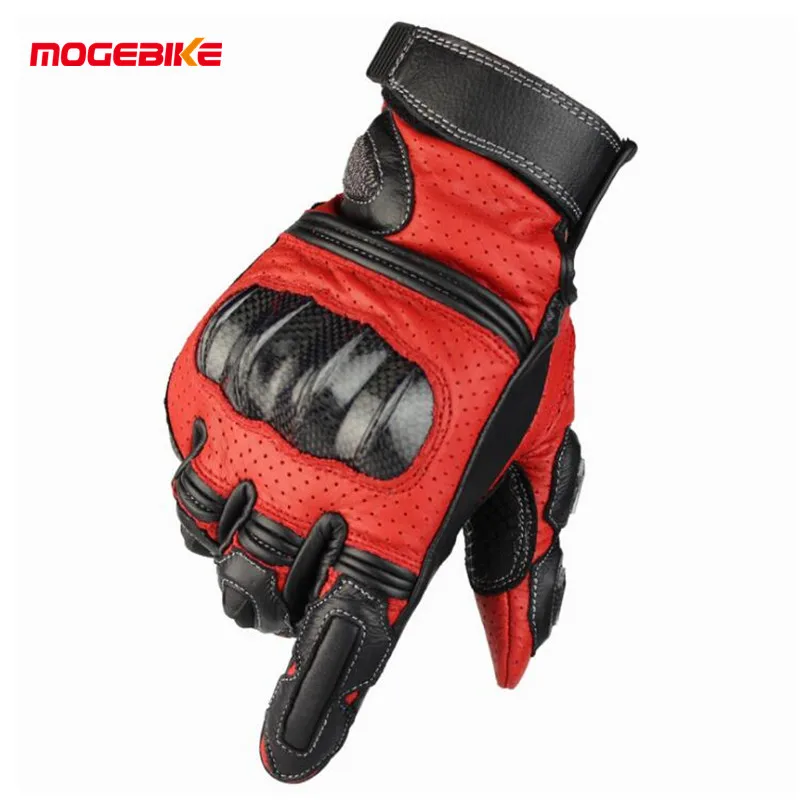 

Motorcycle Gloves Men Genuine Leather Glove Motocross Protective Gear Cycling GuantesMoto Luvas de motocicleta red/ blue/ black