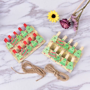

10pcs/pack 35x20mm wooden pegs Pin Clothespin Place Card wooden Clips for Christmas Tree Drop Pendant Ornaments(No Rope)