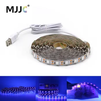 5V UV LED 스트립 조명, 1M 2M 3M SMD 5050 395-405nm 자외선 백라이트 USB 전원 LED 테이프 램프 DJ 형광등 파티용