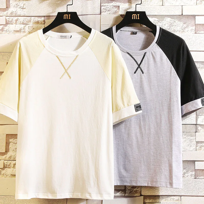 

Мужская хлопковая рубашка с коротким рукавом, с круглым вырезом