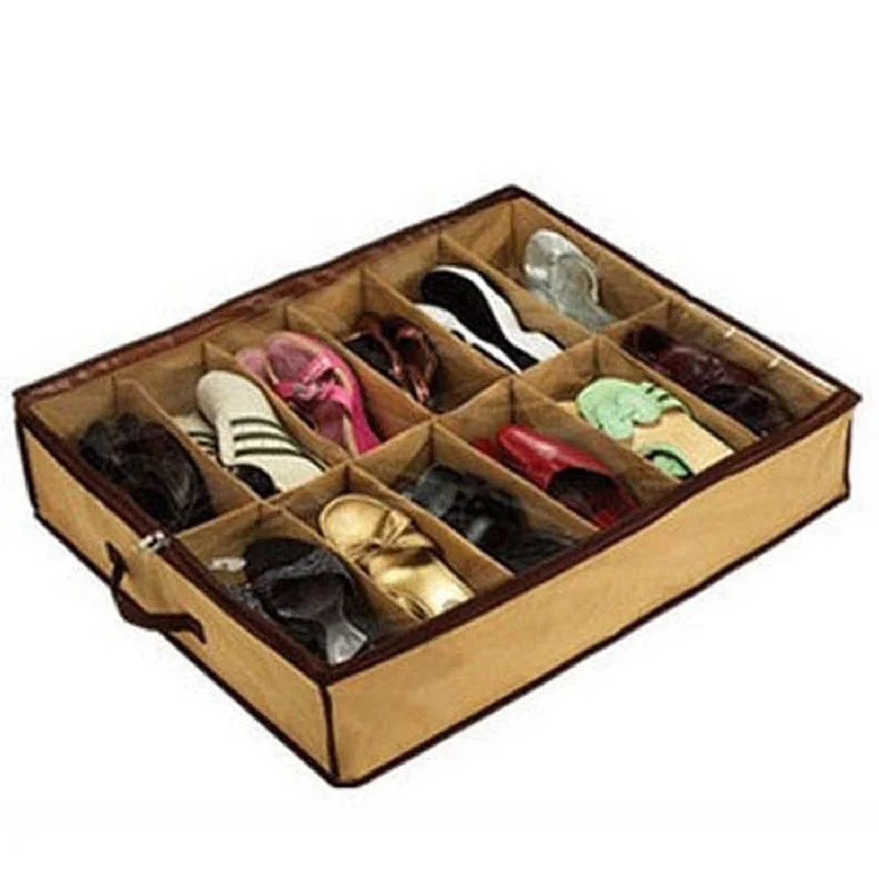 

Brand New Style 12 Pocket Under Bed Shoe Arrangement Box Container Storage Organizer Holder