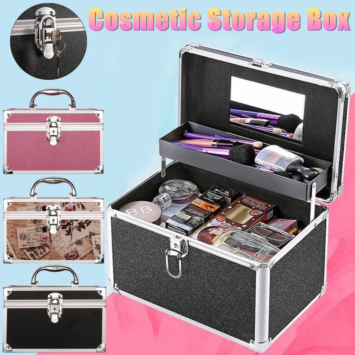 PortableProfessionalCosmeticBagSuitcasesForCosmeticsLarge