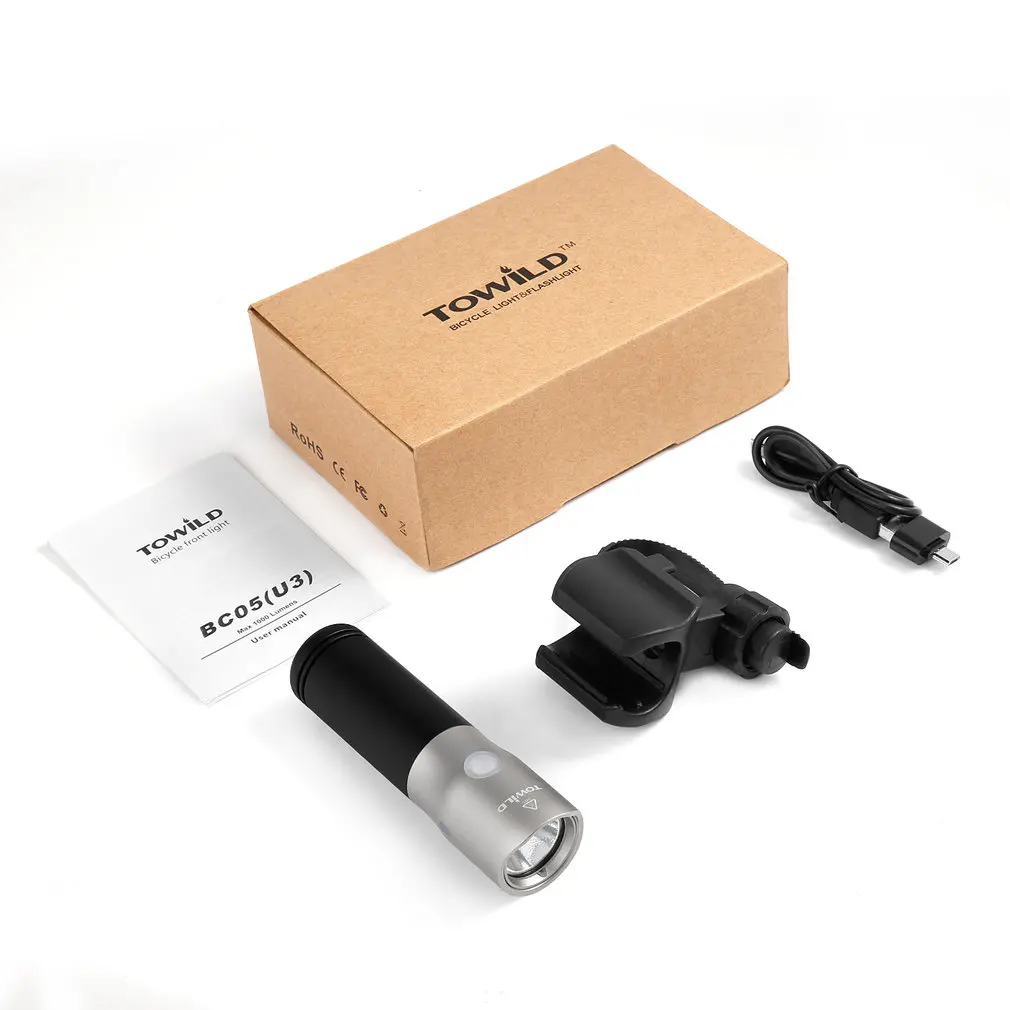 

1000 Lumen IP65 Waterproof USB Rechargeable Flashlight 3400mAh 18650 Battery USB Charging Discharging Integration Technology