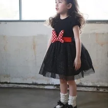 Детская рубашка с рисунком вишни летнее модное платье золотистого цвета для девочек платье принцессы в Корейском стиле Qz157