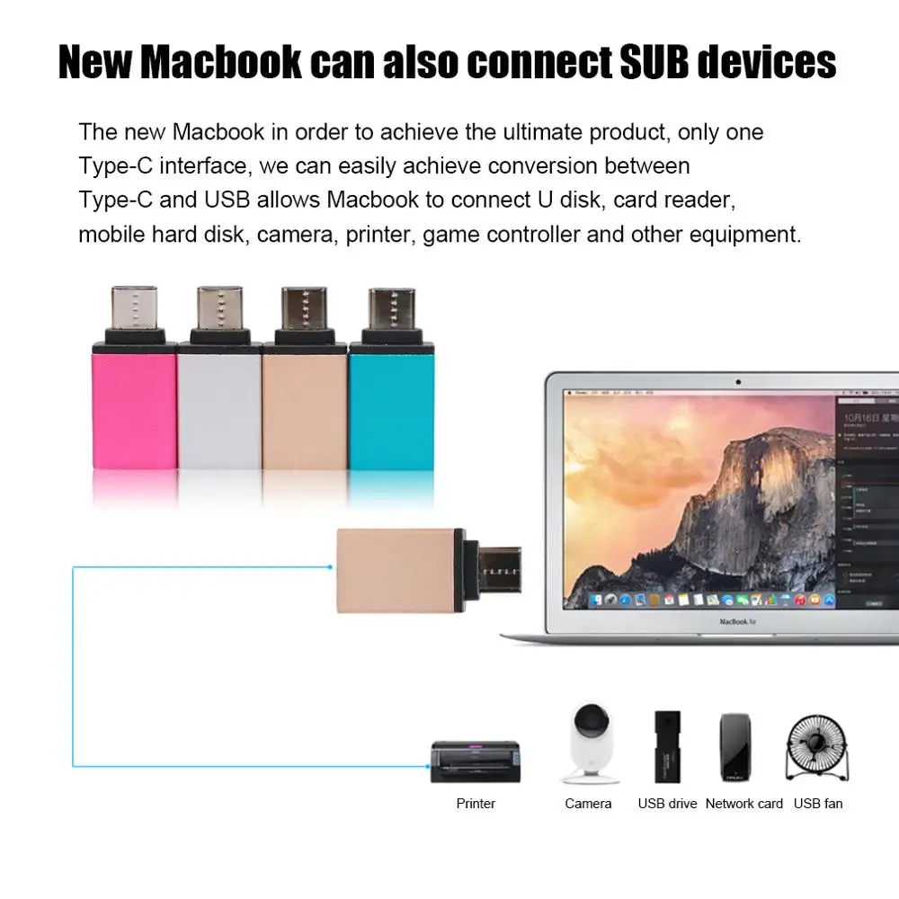 Металлический корпус type C для женщин USB3.0 адаптер высокоскоростной передачи данных Зарядка для мобильного телефона для Macbook 4 цвета