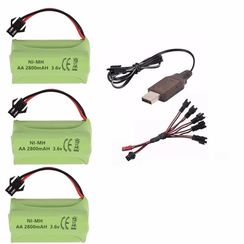 Khaki T модель) Ni-MH 3,6 V 2800mah батарея+ 3,6 v зарядное устройство для Rc игрушечного автомобиля Танк Поезд Робот Лодка пистолет AA 3,6 v перезаряжаемый аккумулятор - Цвет: Khaki