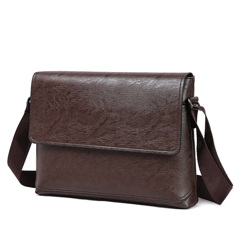 Мужская кожаная сумка деловой повседневный Pu наплечный диагональный крест сумка Многофункциональный цветной портфель - Цвет: dark brown