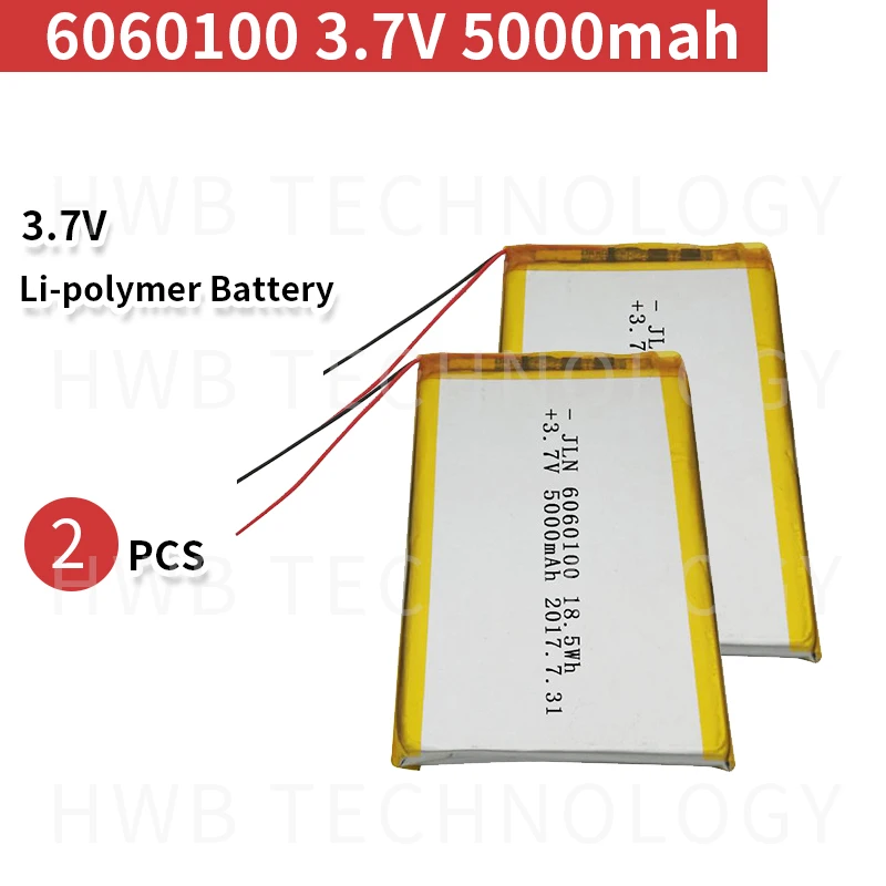 2 шт./лот 5000mAh литий-полимерные аккумуляторы 3,7 V 6060100 литий-полимерные батареи для цифровых продуктов