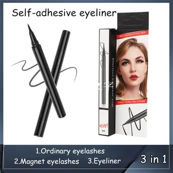 

New Self-Adhesive Long Lasting Eyeliner Waterproof Non-Blooming Quick-Drying Three-In-One Eyeliner Sticky Eyelashes Cosmetics