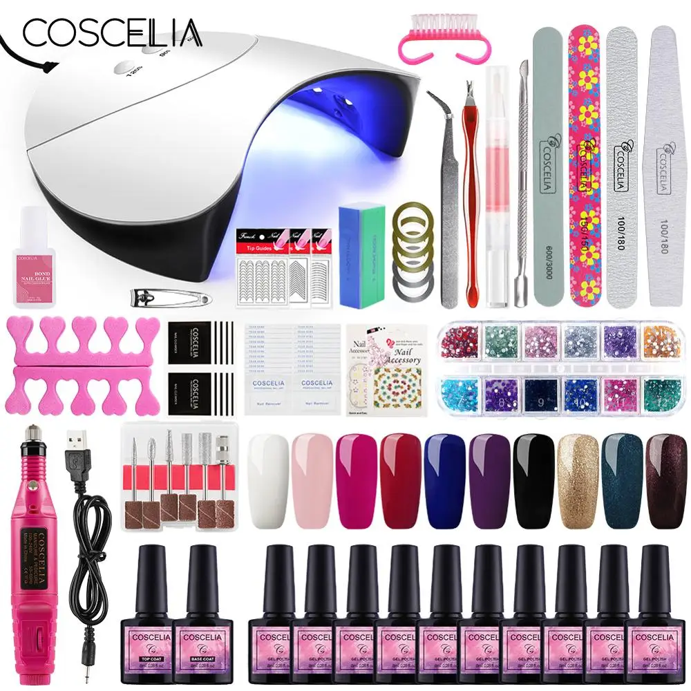  Gel Polish Nail Art Manicure Tools Kit UV LED Nail Lamp Dryer Colors Gel Nail polish DIY Tools Nail