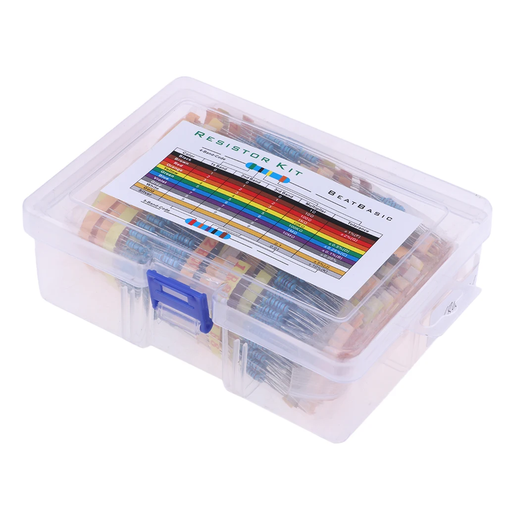 1100 Pieces 110 Values 1% Resistor Kit, 0.1 Ohm-10M Ohm 1/2W Metal Film Resistors Assortment for DIY and Experiments