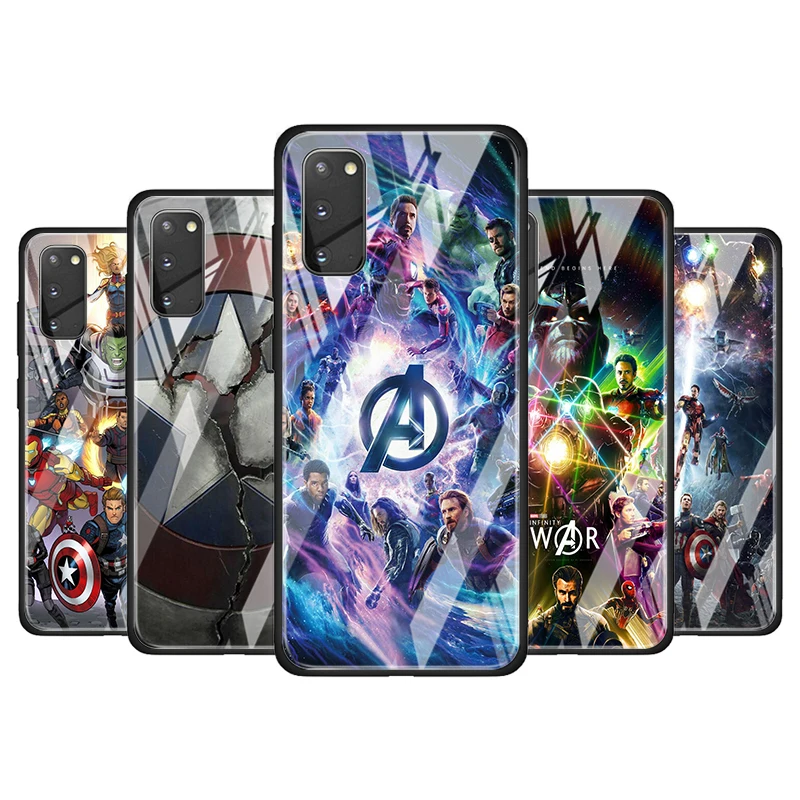 Avenger Marvel Superhero Tempered Glass Cover For Samsung Galaxy S20 S10 S9 S8 S10E FE Ultra Plus Lite 5G Phone Case | Мобильные