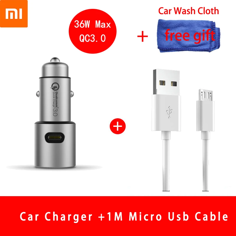 36w Charger microusb Оригинальное автомобильное зарядное устройство для Xiaomi 18 W Quick Charge mi металлический корпус Dual USB для мобильного iPhone samsung huawei Xiao mi Tablet быстрая зарядка - Тип штекера: 36w Charger microusb