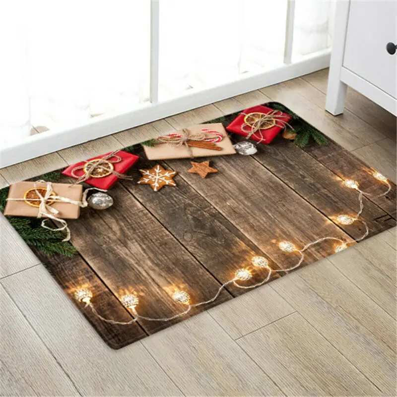 Рождественский фланелевый ковер Санта-Клаус, Противоскользящий коврик для кухни, Рождественский напольный коврик, Текстиль для дома, праздничные, вечерние, домашний декор