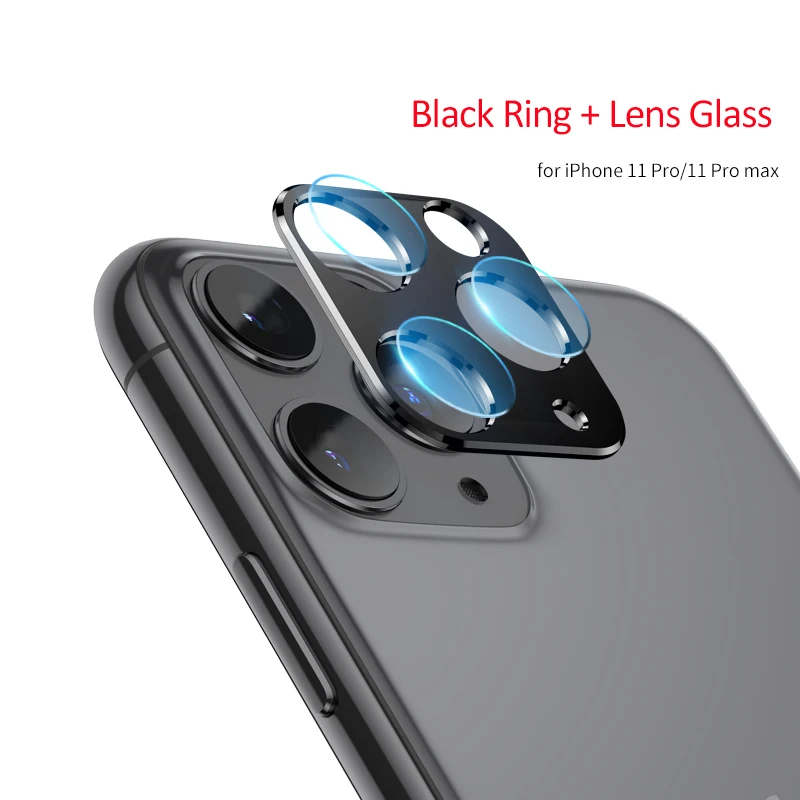 Для iPhone 11 Pro Max Защитная пленка для объектива камеры для iPhone 11 Pro 11 чехол металлическое защитное кольцо закаленное стекло - Цвет: Black 2