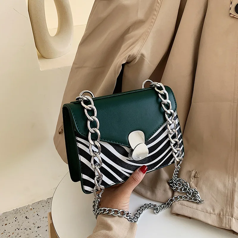 Женская сумка фирменного дизайна, маленькая квадратная сумка с вышивкой, модная сумка через плечо с цепочкой, женская сумка с рисунком зебры