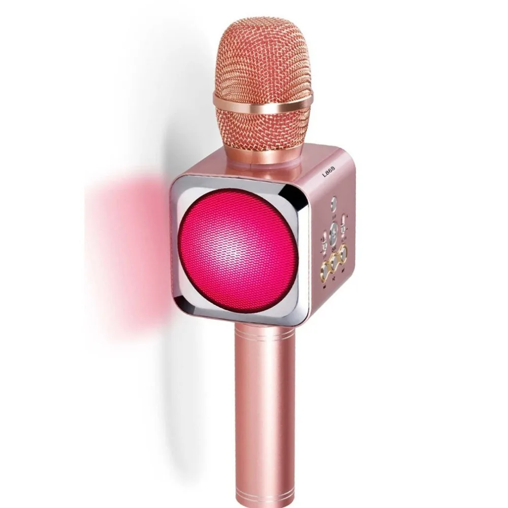 L888 Karaoke Microphone Mobile Phone Wireless Pocket Microphone Audio Mic Led Light