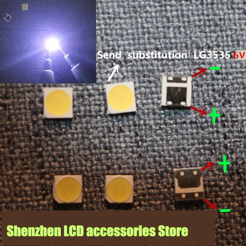 200 шт./лот для альтернативного крепления LG SMD СВЕТОДИОДНЫЙ 3535 6V холодный белый 2 Вт светодиодный 42LB5610 42LB5510 42LY320C 42GB6310