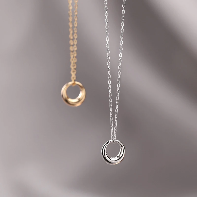 925 Sterling Silver Shiny Smooth Circle Choker Necklace Round Shape Pendant Wedding Gift Present Fine Jewelry NK095 pendant necklace silver necklace silver pendant silver necklace charms