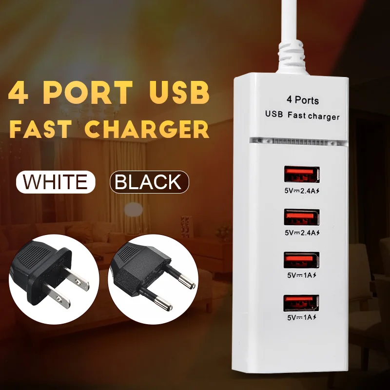 Универсальный ЕС США штекер 4 USB порт быстрое зарядное устройство USB розетка Путешествия стены Мощность Быстрая Зарядка адаптер для IPhone samsung Xiaomi