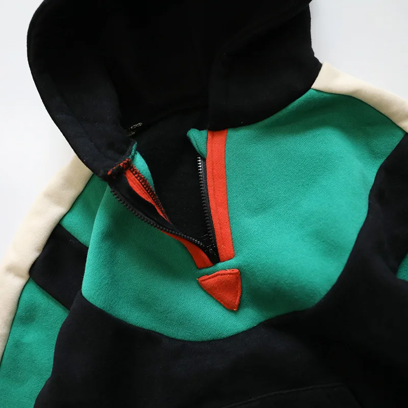 Autumn and winter new Korean boys' sweater with plush and thickened girls color matching children's Hoodie girls clothing