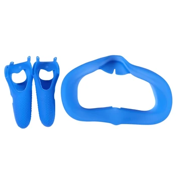 

3Pcs Eye Mask Cover Kit for Oculus Quest VR Headset Anti-Sweat Unisex Anti-Leakage Light Blocking Soft Silicone Eye Cover(Blue)