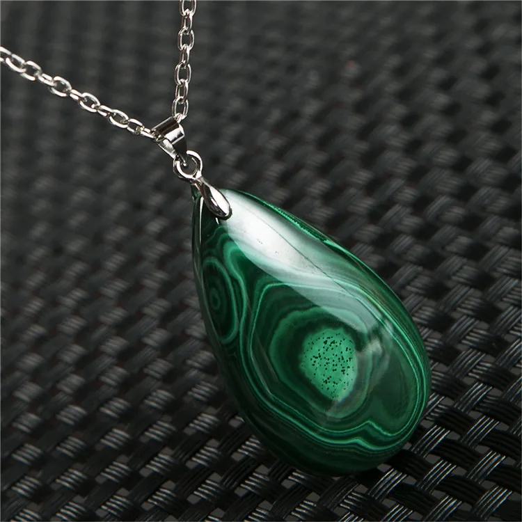 Настоящий зеленый натуральный Малахит Chrysocolla GemstoneCrystal капли воды из бисера для женщин и мужчин мощность подвеска 40x26x8 мм