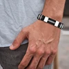 Vnox-pulsera de acero inoxidable para hombre, brazalete negro acanalado, con malla de silicona, estilo Punk ► Foto 2/6