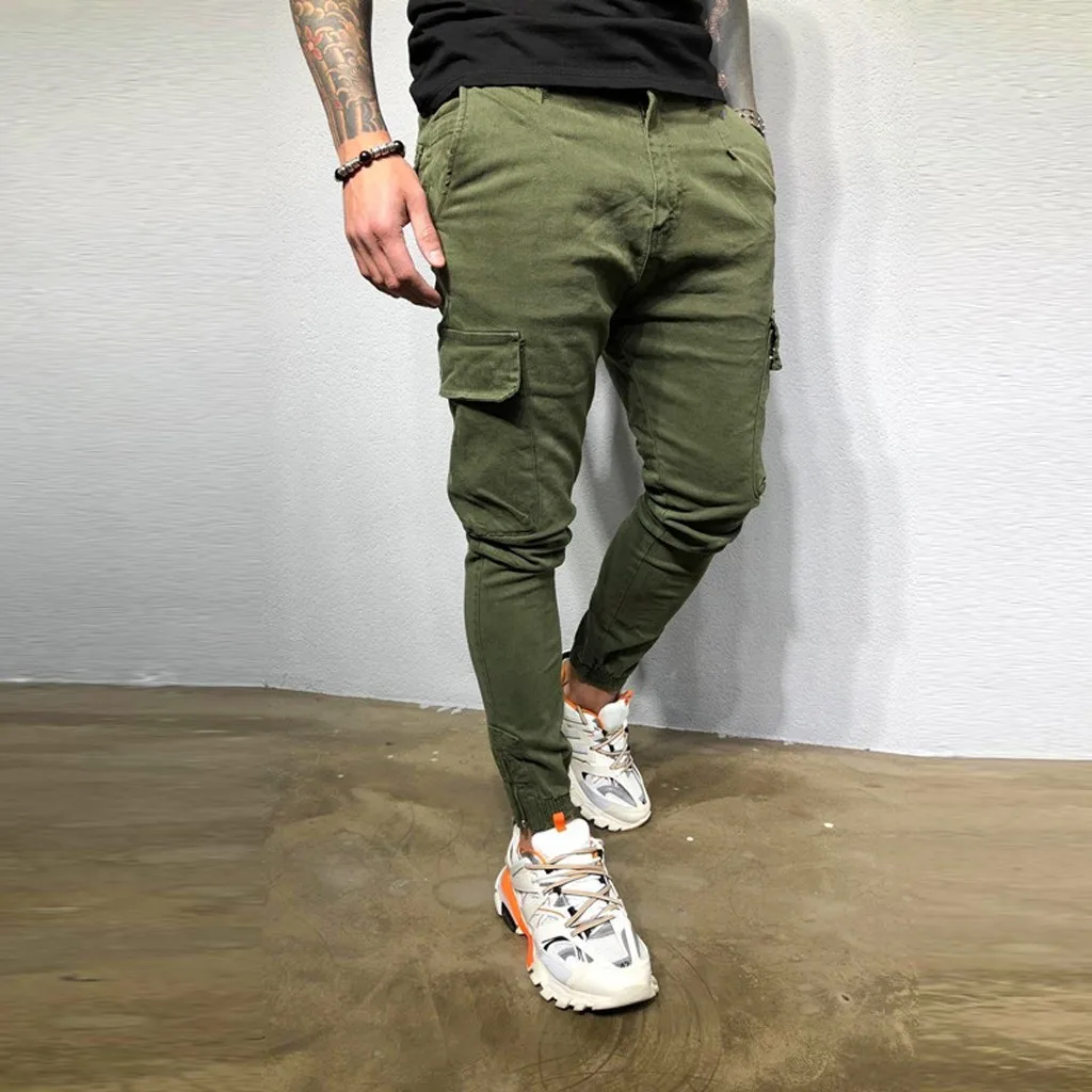 Army Green Брюки мужские уличные спортивные брюки на молнии чистые комбинезоны различных цветов повседневные карманные спортивные рабочие повседневные брюки pantalones hombre Z4 - Цвет: Army Green
