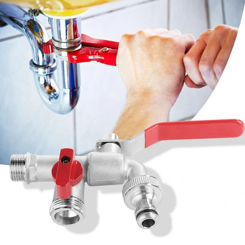 Double Valve 90 Degree Water Tap 1/2 inch Brass Faucet Home Outdoor Garden Tool