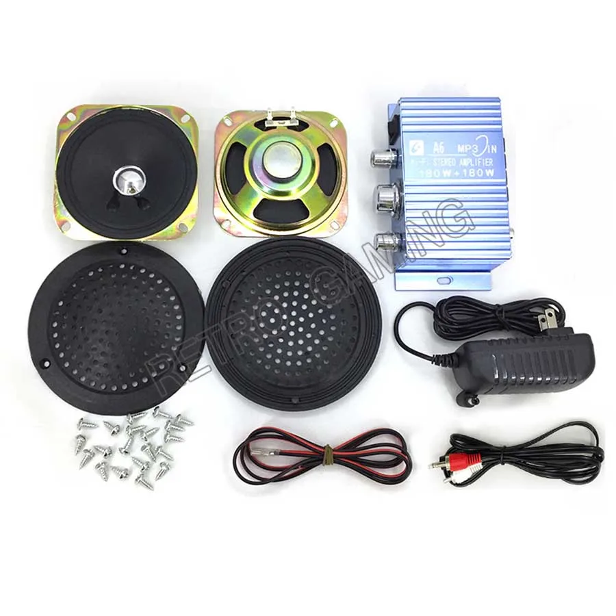 blue kit Аркадная игра аудио комплект HIVI стерео усилитель+ адаптер питания+ динамик+ кабели для аркадного шкафа игровые автоматы - Цвет: blue kit