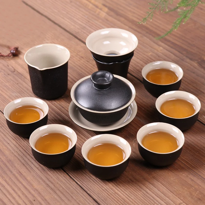 Chinese Black crockery ceramic teapot kettles tea cups porcelain kung fu tea set drinkware for Tea ceremony