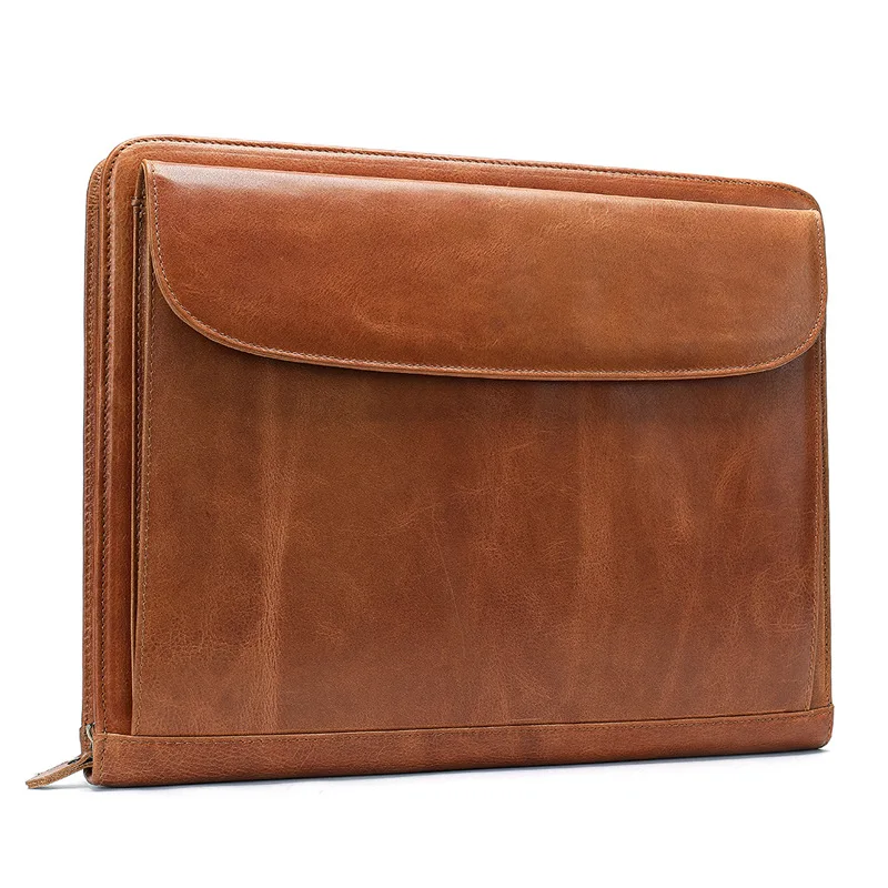 

Fashionable Leather Men's Handbag Business Trip A4 Large Capacity Multi Card Position Leather Jacket