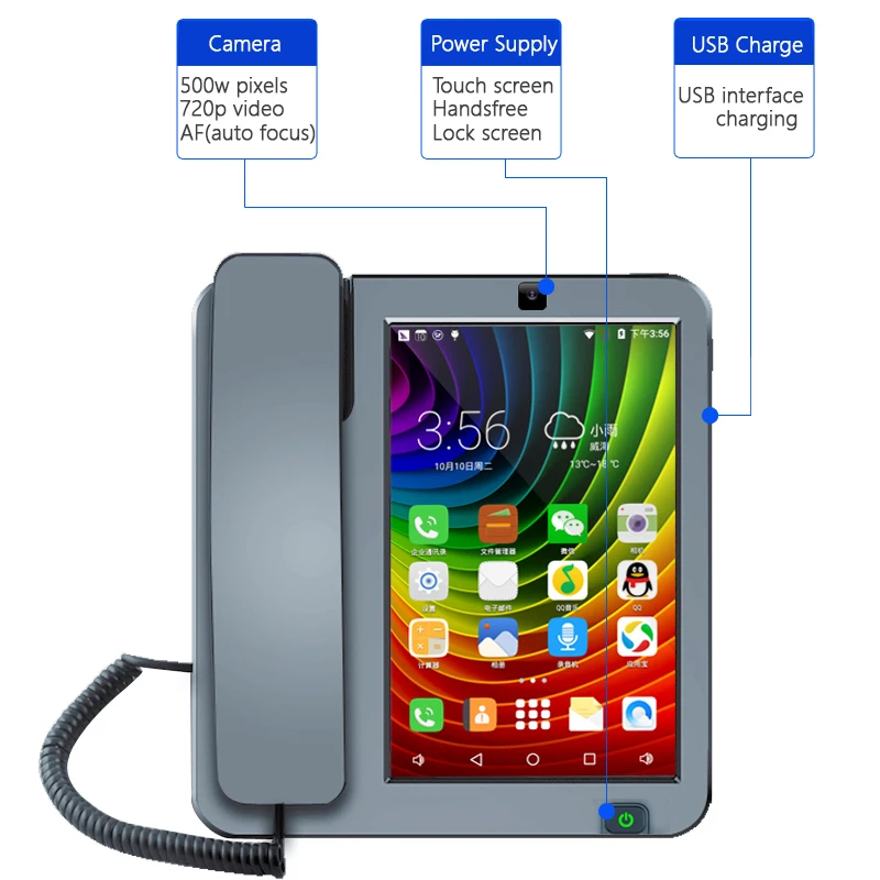 

3G 4G SIM Card Android Smart Fixed Phone Touch Screen Video Call Telephone With Wifi Recording For Home Business Landline Phones
