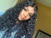 Rebecca-mechones de cabello humano brasileño Remy, ondas profundas con cierre, 3 mechones