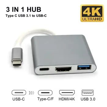 

3 in 1 USB 3.1 Type-C to 4K UHD HDMI USB-C Hub Adapter Converter for Macbook